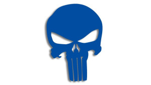 Wycinana naklejka PUNISHER czaszka niebieska
