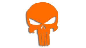 Wycinana naklejka PUNISHER czaszka pomarańczowa