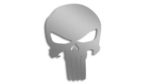 Wycinana naklejka PUNISHER czaszka srebrna