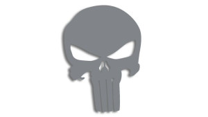 Wycinana naklejka PUNISHER czaszka szara
