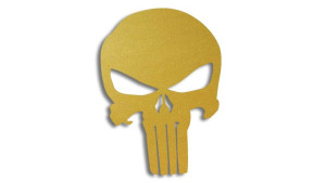 Wycinana naklejka PUNISHER czaszka złota