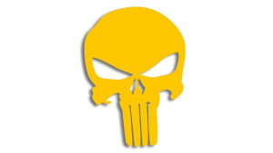 Wycinana naklejka PUNISHER czaszka żółta
