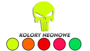 Wycinana naklejka PUNISHER czaszka kolory neonowe