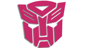 Wycinana naklejka AUTOBOT transformers różowa