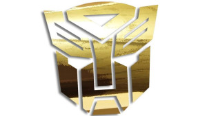 Wycinana naklejka AUTOBOT transformers złoty chrom