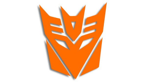 Wycinana naklejka DECEPTICON transformers pomarańczowa
