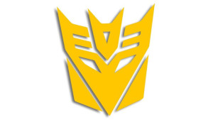 Wycinana naklejka DECEPTICON transformers żółta