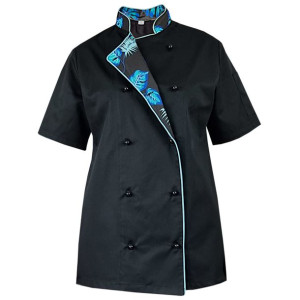 Bluza kucharska damska kitel czarny krótki rękaw MASTER CHEF - XL