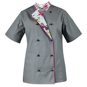 Bluza kucharska damska kitel szary krótki rękaw MASTER CHEF - XXL