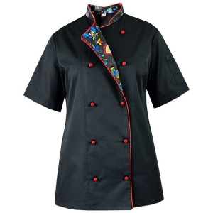 Bluza kucharska damska kitel czarny krótki rękaw MASTER CHEF - L