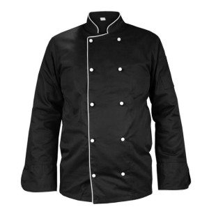 Bluza kucharska czarna z lamówką, rękaw długi Mg13rd - S