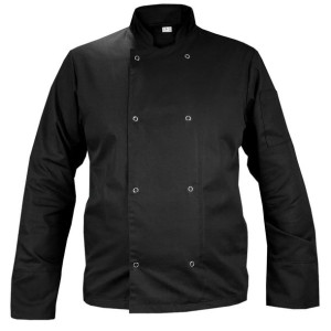 Bluza kucharska CZARNA na napy, kitel, rękaw długi - S