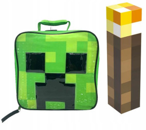 Zestaw Minecraft Bidon Pochodnia + Śniadaniówka