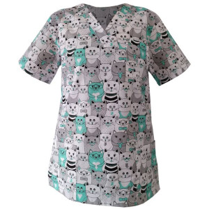 Bluza medyczna damska fartuch kolorowy wzorek 1001 - 3XL