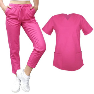 Mundurek uniform medyczny amarant cygaretki i bluza