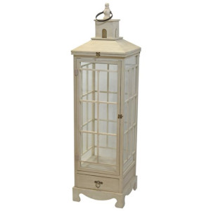 Dekoracyjna Lampa Drewniana Wys.130 Cm Z Szufladką Biała