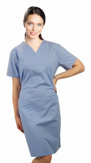 Sukienka medyczna chirurgiczna niebieska bawełna 100% - XL