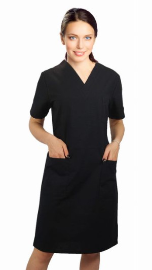 Sukienka medyczna chirurgiczna czarna bawełna 100% - XS
