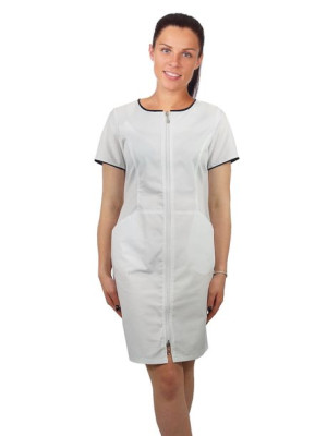 Sukienka medyczna kosmetyczna na suwak kolor biały