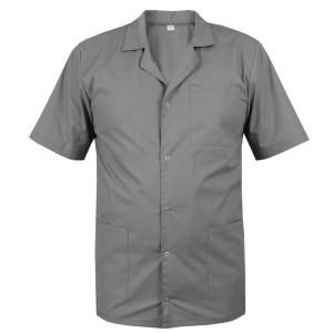 Bluza lekarska medyczna męska z kołnierzem szara krótki rękaw - 3XL