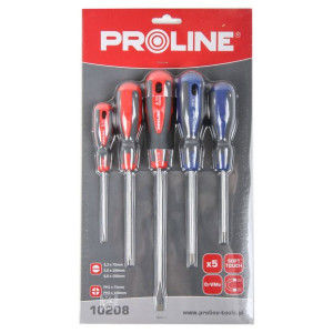 10208 Zestaw profesjonalnych wkrętaków CrV-Mo, Soft-touch, 5 części, Prolin