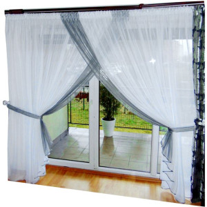 Firana  elegancka biało-szara 500 x 250