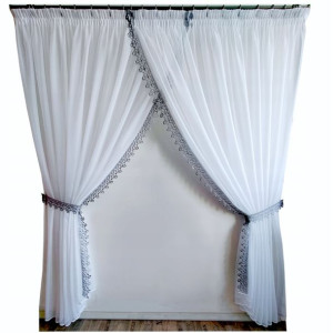 Firana  elegancka gipiura szara 500 x 250