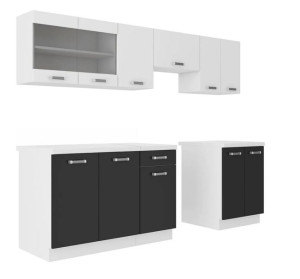 Zestaw mebli kuchennych OMEGA  biały + czarny 240cm