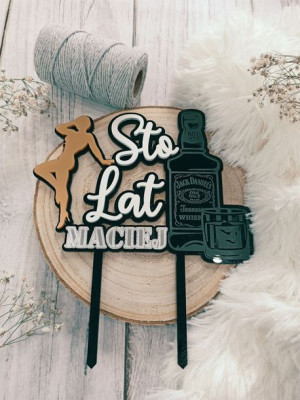 Topper z motywem WHISKY personalizowany z pleksi