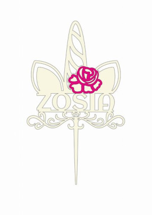 Topper na tort UNICORN personalizowany ze sklejki