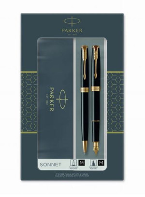 Zestaw PARKER SONNET Black pióro wiecz.+ dług. GT