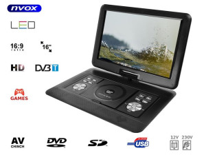Przenośny odtwarzacz dvd z tunerem telewizyjnym lcd 16cali cali dvb-t mpeg-