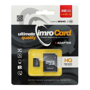 Karta Pamięci Imro Microsd 32gb Class 10 Uhs 3 100mb/s Z Adapterem Sd
