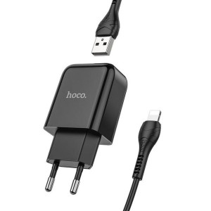 Hoco Ładowarka Sieciowa Usb + Kabel Do Lightning 8-pin 2a N2 Vigour Czarna