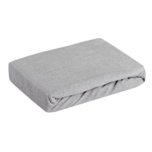 Prześcieradło frotte z gumka KARO 90X200 + cm jasnoszare