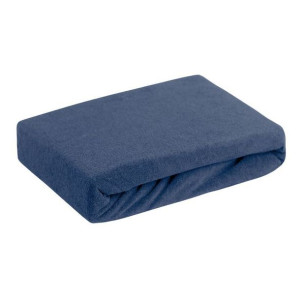 Prześcieradło frotte z gumką KARO 120X200 + 20 cm granatowe