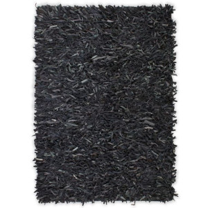 Dywan shaggy, prawdziwa skóra, 80x160 cm, szary
