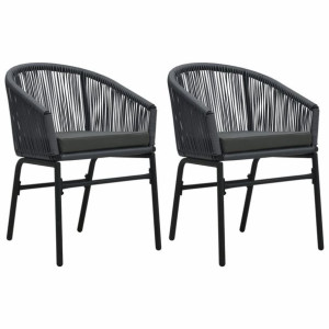 Krzesła ogrodowe, 2 szt., antracytowe, rattan PVC