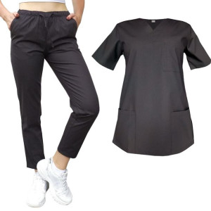 Mundurek uniform medyczny czarny cygaretki i bluza roz 3XL