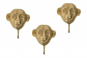 INVICTA zestaw wieszaków THREE APES 3 - złote, metal, aluminium