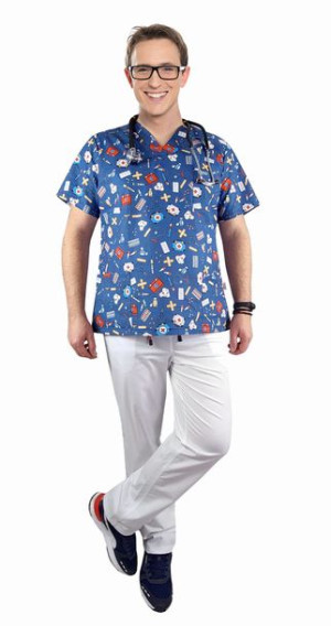 Komplet medyczny męski we wzorek BLOOM roz.3XL