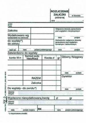 Rozliczenie zaliczki offset A6