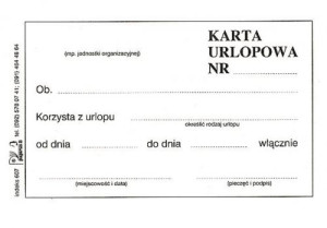 Karta urlopowa wielokopia A7