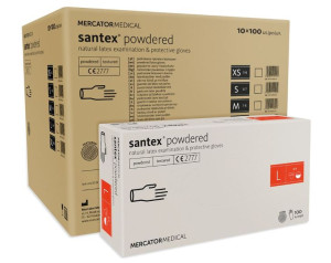  RĘKAWICE rękawiczki lateksowe santex powdered L txt karton 10 x 100 szt