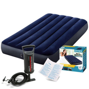 Materac dmuchany welurowy+ pompka 68612 Intex 64757