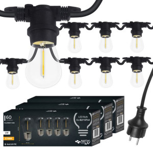 Girlanda OGRODOWA LAMPKI LED 15m + 15x Żarówki E27