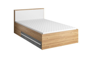 PLANO PN-10 - łóżko 120 2s ze stelażem - dąb nash/biały/beton