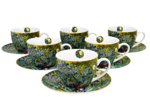 Filiżanki ze spodkami 280 ml komplet 6 szt. Irises by V. van Gogh