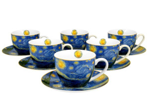 Filiżanki ze spodkami 280 ml komplet 6 szt. STARRY NIGHT by Van Gogh