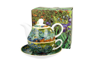 Tea for One porcelanowy / Filiżanka z dzbankiem i spodkiem IRISES by V. van